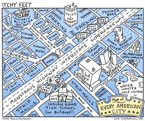 Itchy Feet: Omnimappus Americanus 
Mit diesem Stadtplan kann man sich wirklich in fast jeder amerikanischen Stadt orientieren...

