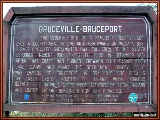 Info-Tafel über die Geschichte von Bruceport an der US-101_WA
