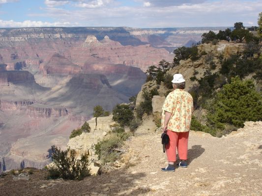 Frau mit Hut fasziniert am Grand Canyon
Schlüsselwörter: USA Grand Canyon Arizona Tourist